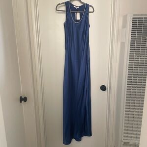 NWT Naked Cashmere Blue Silk Maxi Dress Size Small